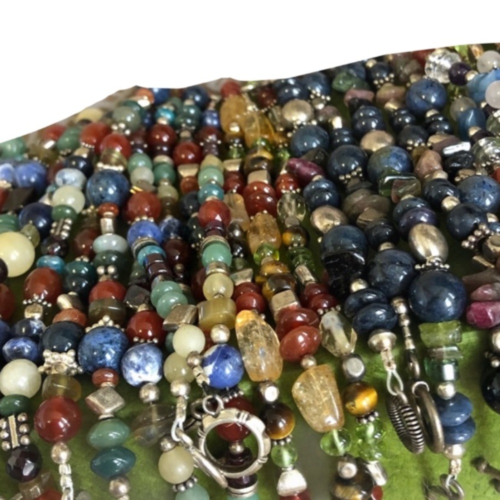 5 Sterling Silver Semi Precious Stone Brac…
